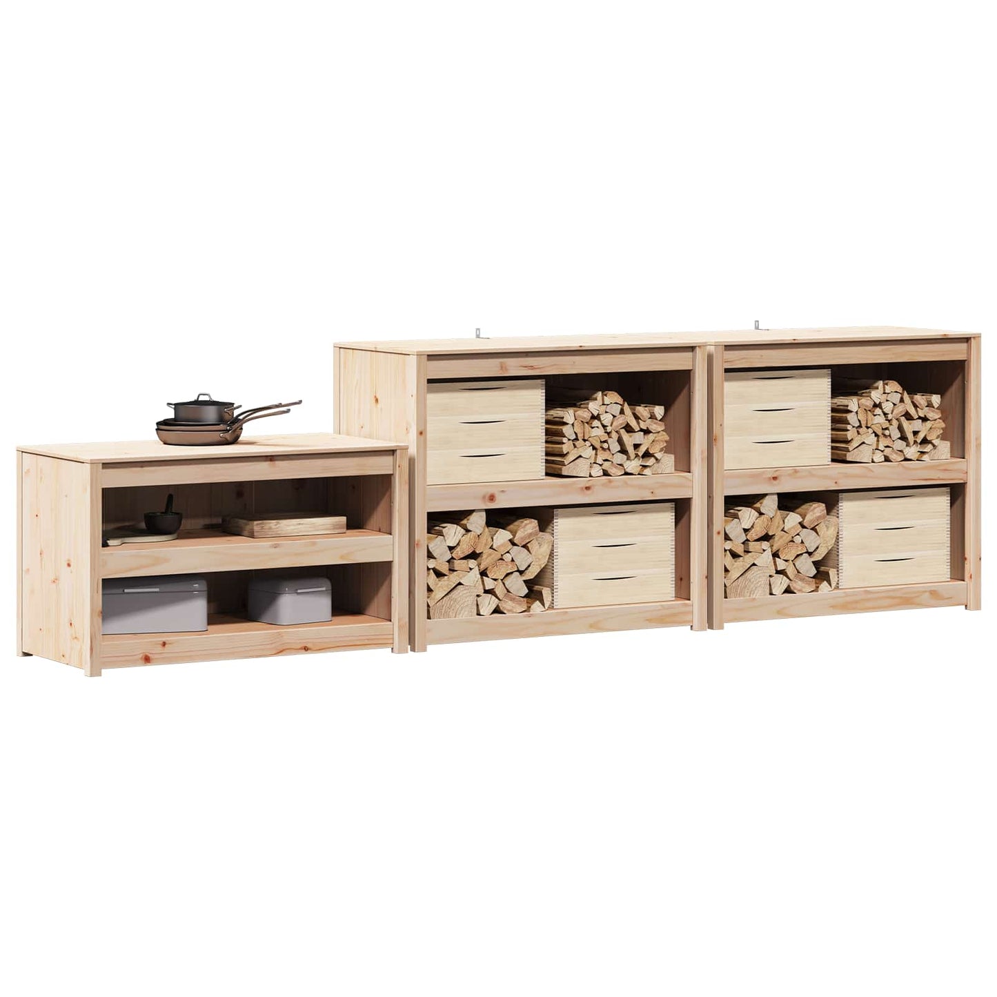 Mobile da cucina da esterno MEPPEL 3 pcs Douglas Naturale
