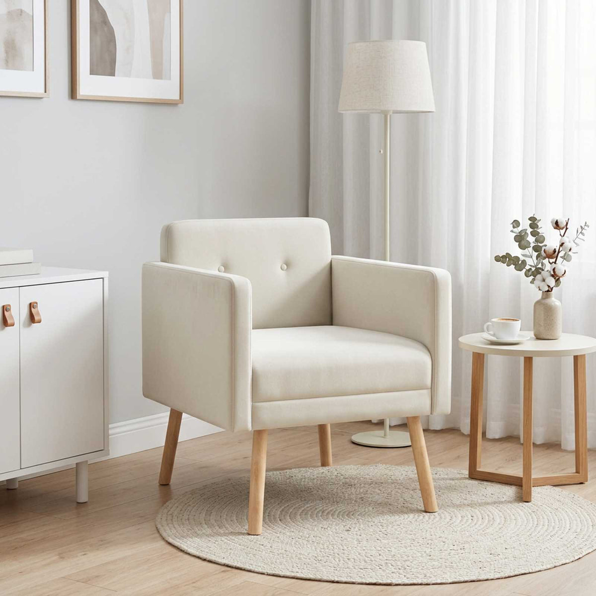 Poltrona decorativa Crema Velluto | homemem39