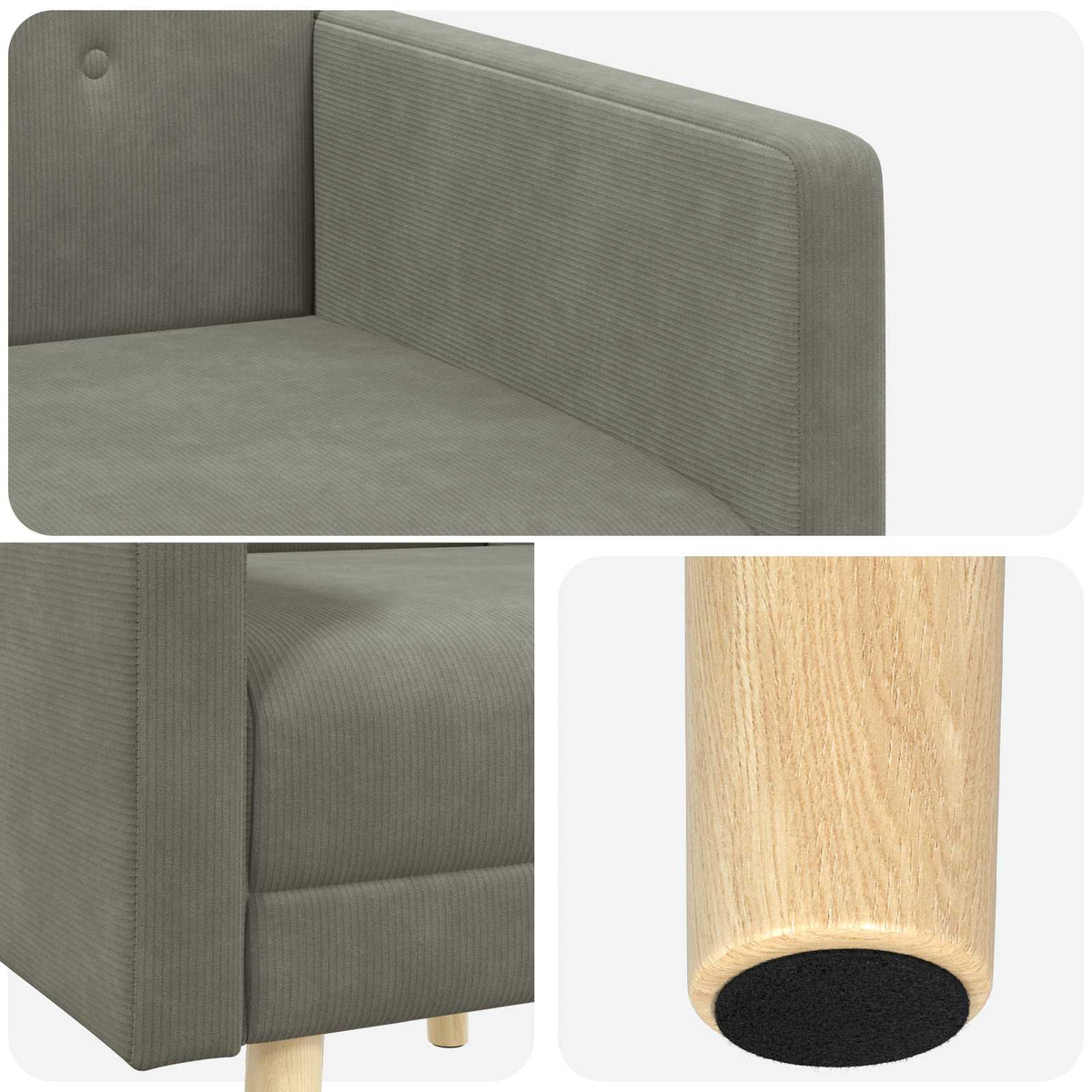Sedia d'accento Grigio Chiaro Tessuto in velluto a coste | homemem39