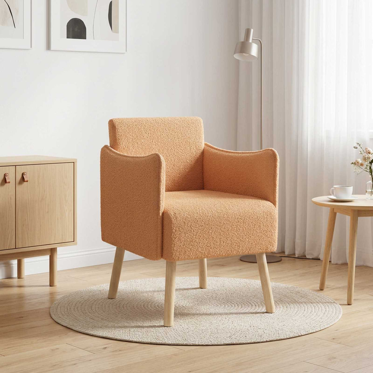 Sedia d'accento Beige Bouclé