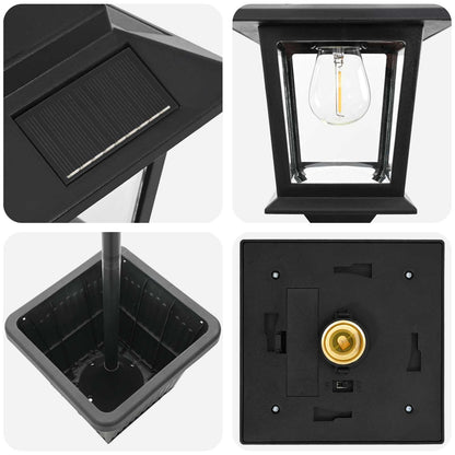Lampione a 3 teste con vasi with LED Bulb Nero 32 x 32 x 188 cm | homemem39
