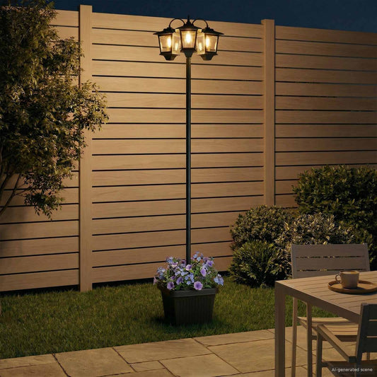 Lampione a 3 teste con vasi with LED Bulb Nero 32 x 32 x 188 cm | homemem39