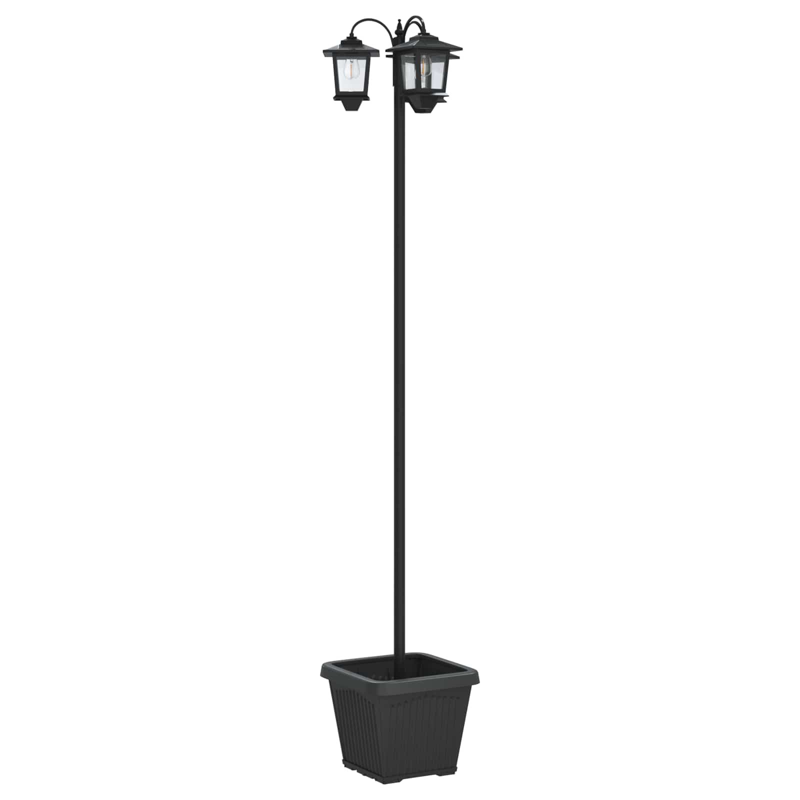 Lampione a 3 teste con vasi with LED Bulb Nero 32 x 32 x 188 cm | homemem39