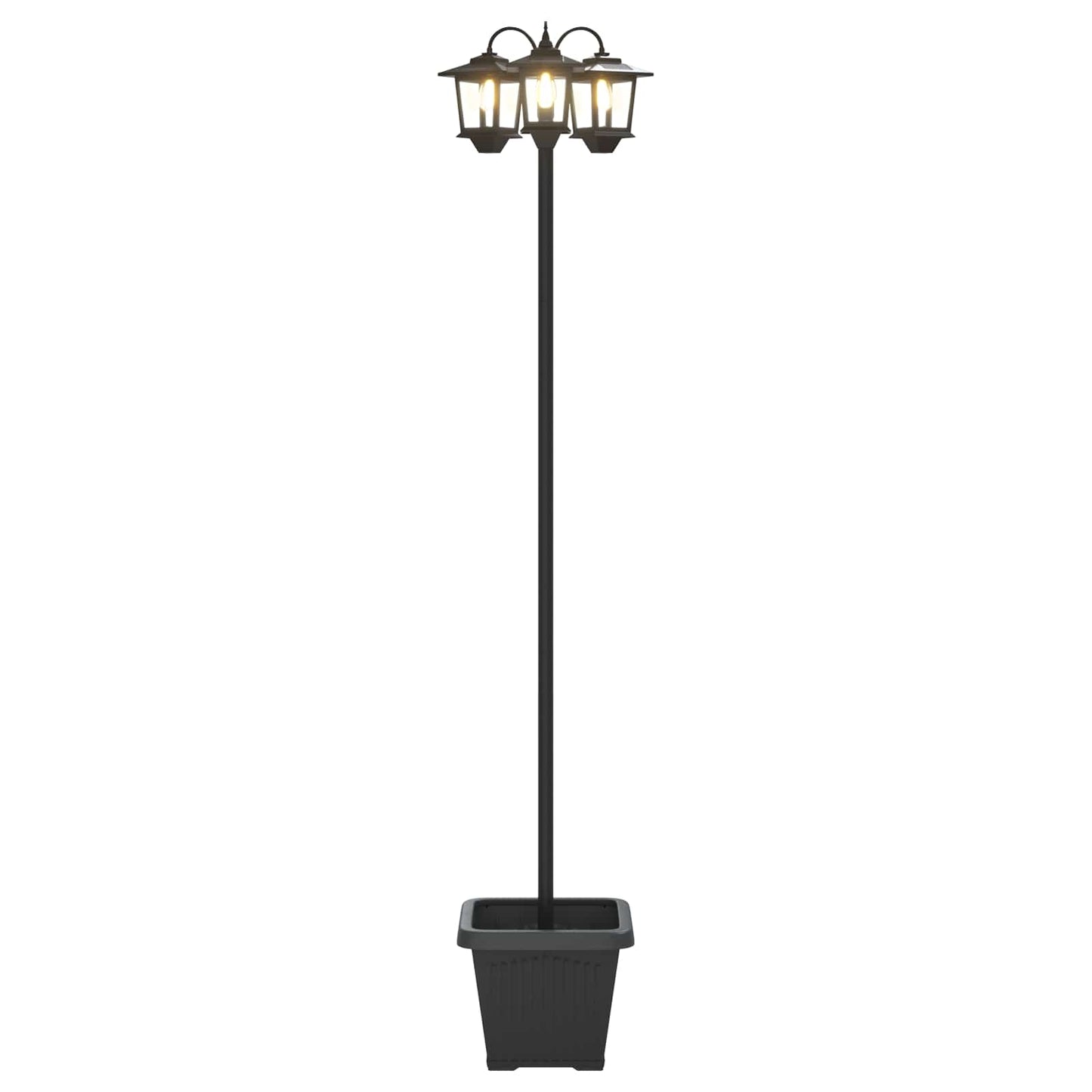 Lampione a 3 teste con vasi with LED Bulb Nero 32 x 32 x 188 cm | homemem39