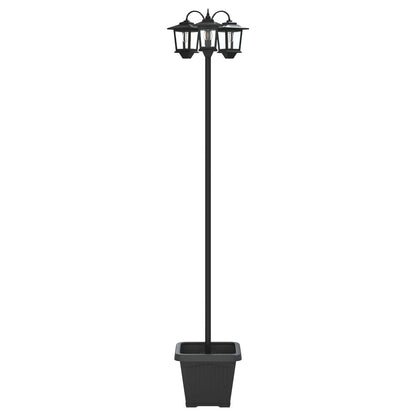 Lampione a 3 teste con vasi with LED Bulb Nero 32 x 32 x 188 cm | homemem39