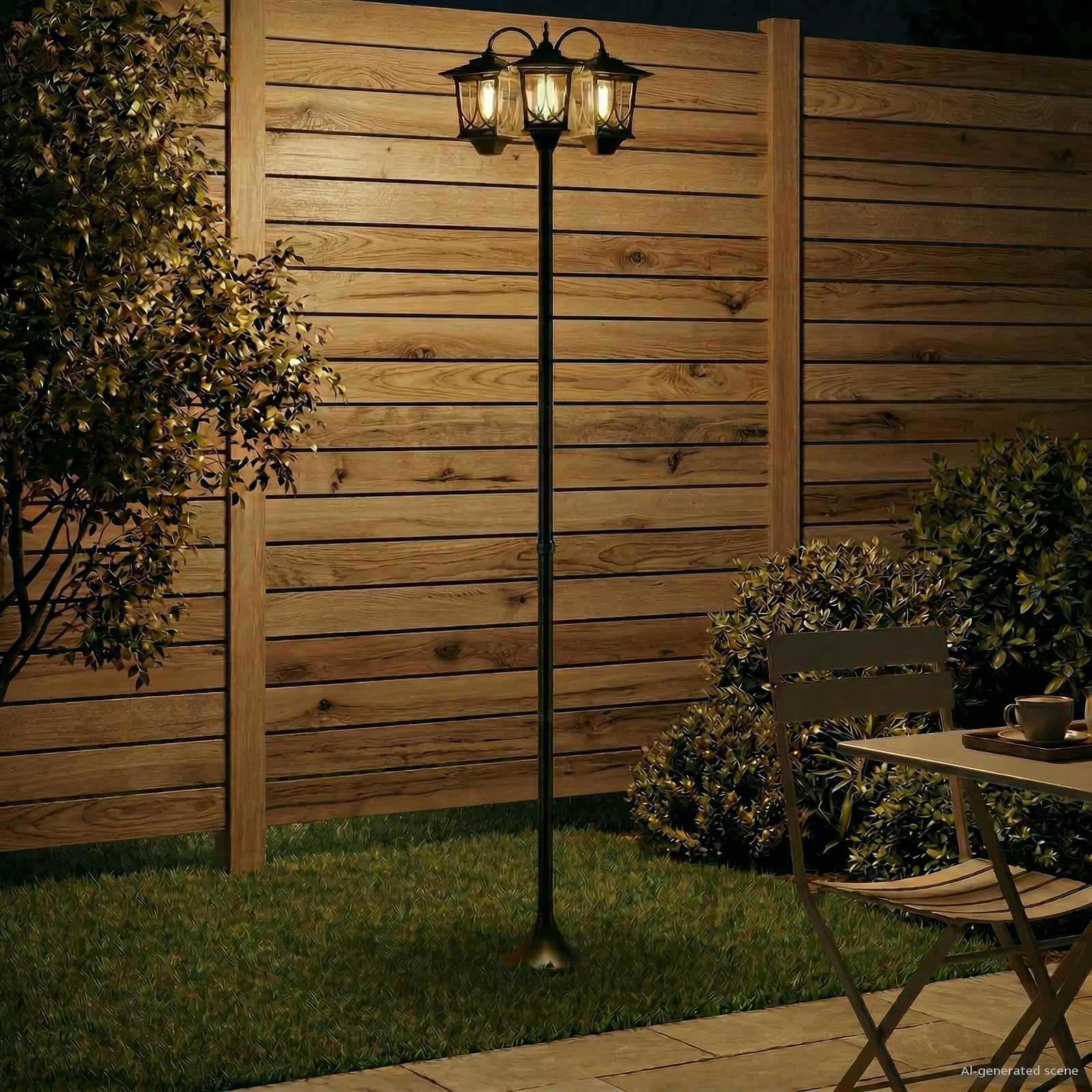 Lampione a 3 teste Nero 16 x 16 x 187 cm Alluminio e ABS | homemem39