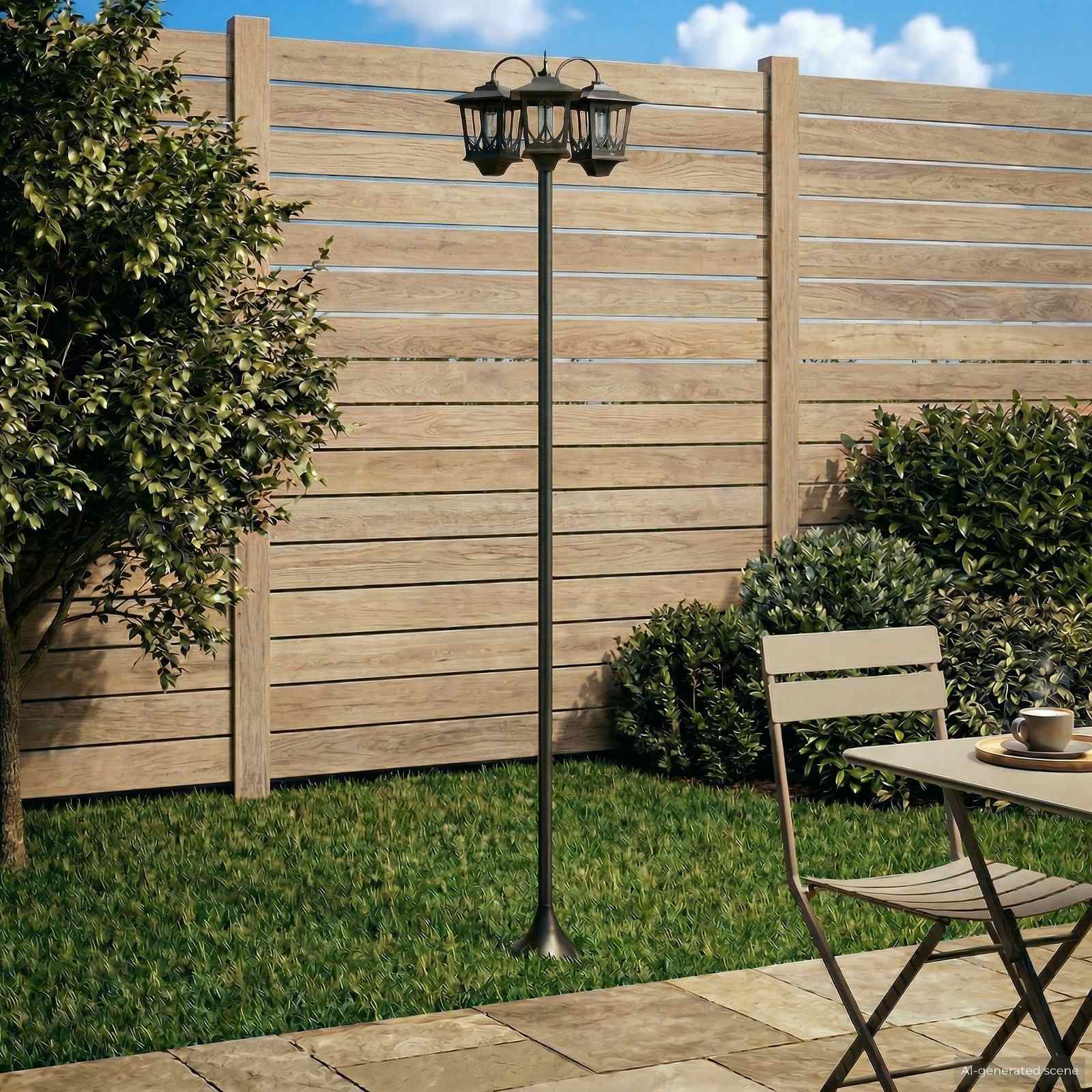 Lampione a 3 teste Nero 16 x 16 x 187 cm Alluminio e ABS | homemem39