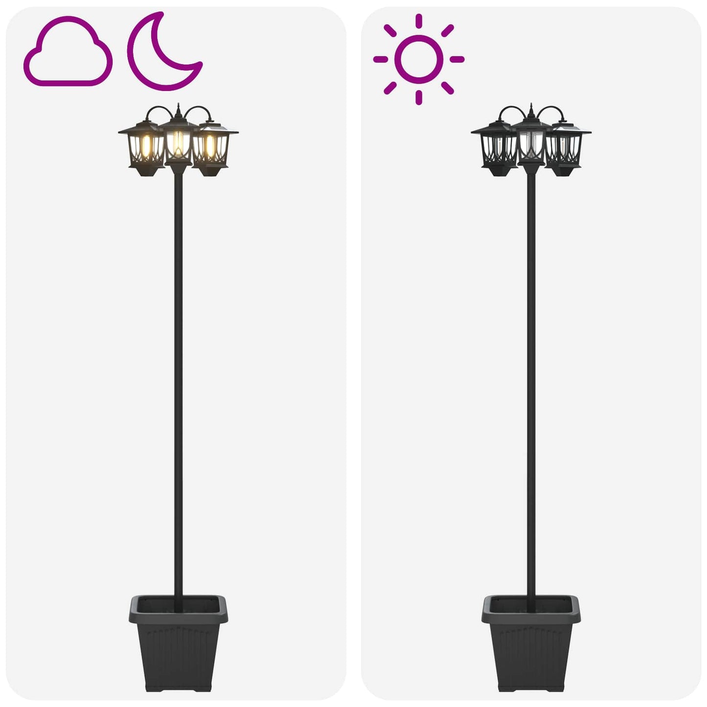 Lampione a 3 teste Nero 32 x 32 x 188 cm Alluminio e ABS | homemem39