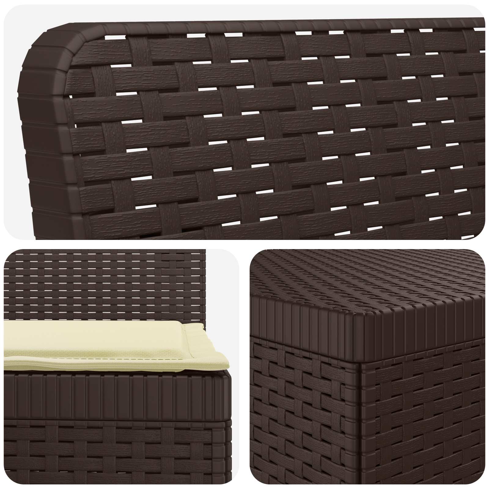 Divano da giardino 3 posti con cuscini in look rattan PP | homemem39