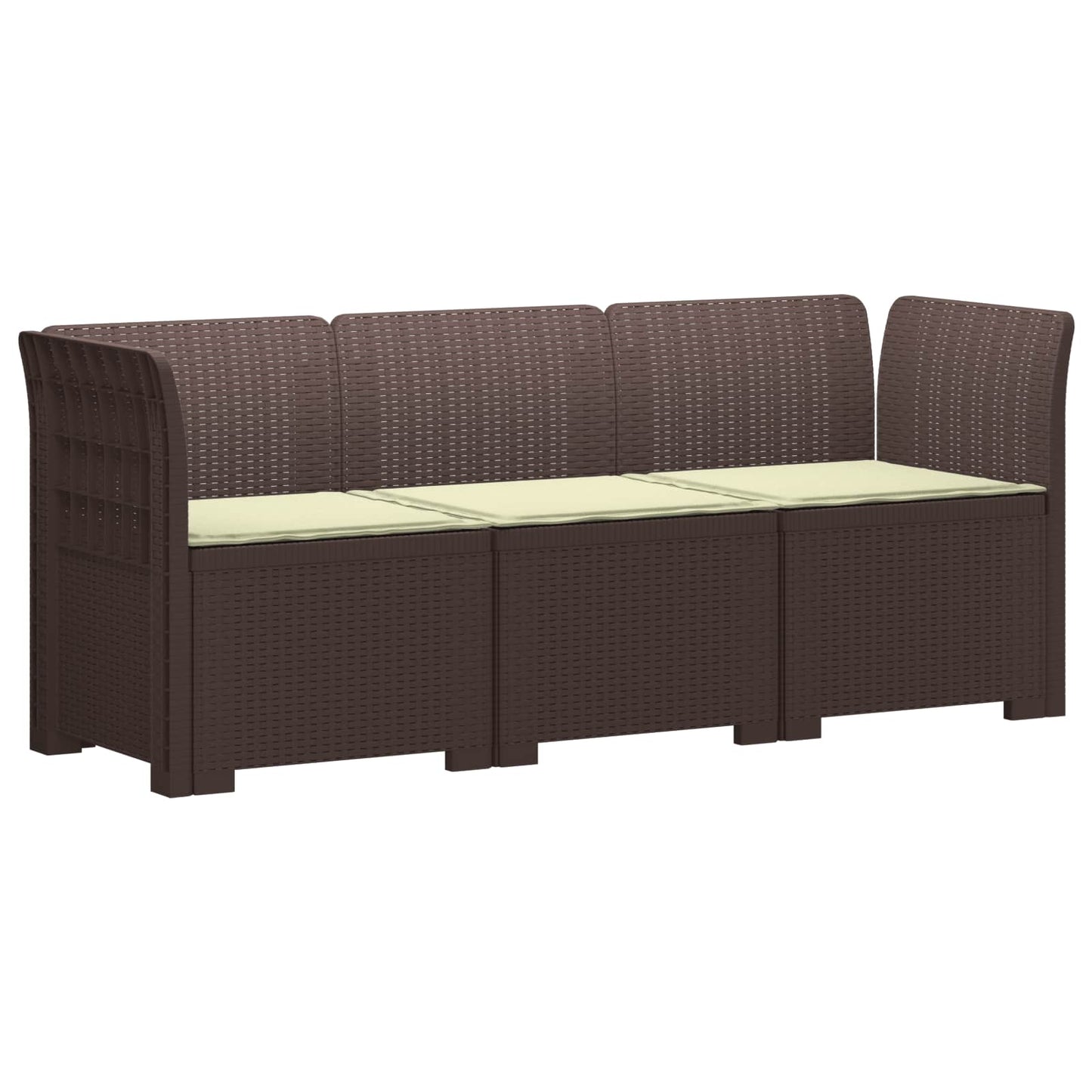 Divano da giardino 3 posti con cuscini in look rattan PP | homemem39