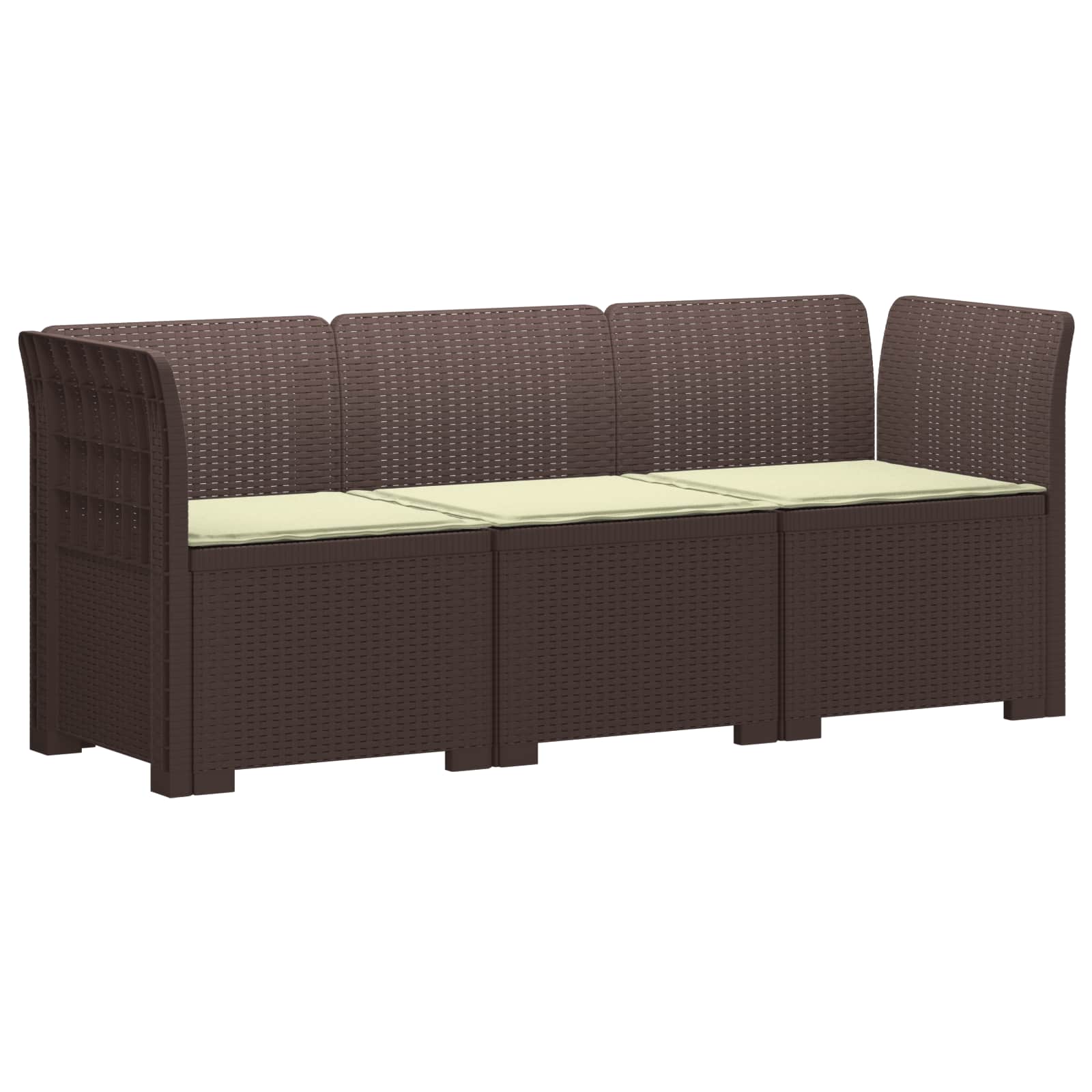 Divano da giardino 3 posti con cuscini in look rattan PP | homemem39