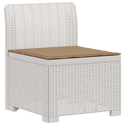 Divano da giardino 3 posti con cuscini in look rattan PP Bianco | homemem39