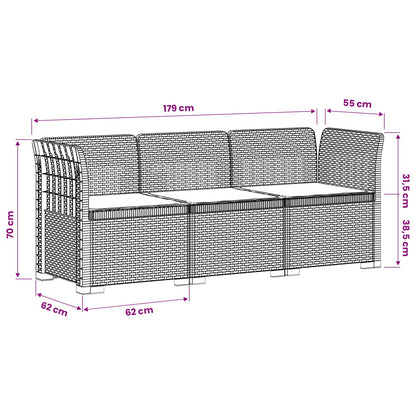 Divano da giardino 3 posti con cuscini in look rattan PP Bianco | homemem39