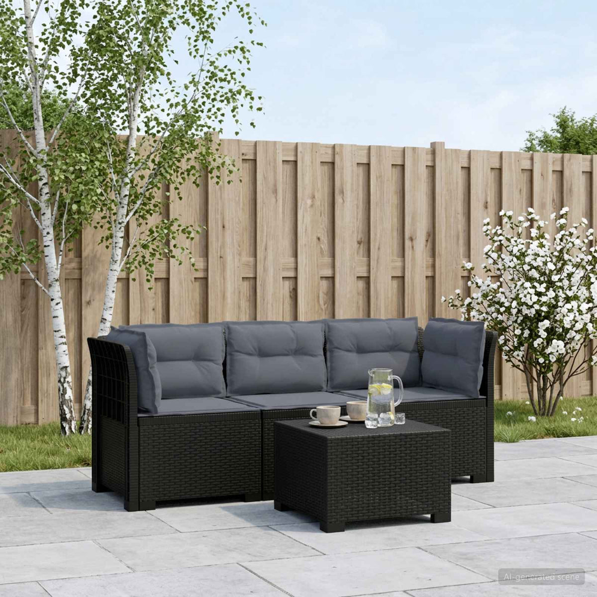 Divano da giardino 3 posti con cuscini in look rattan 3 posto | homemem39