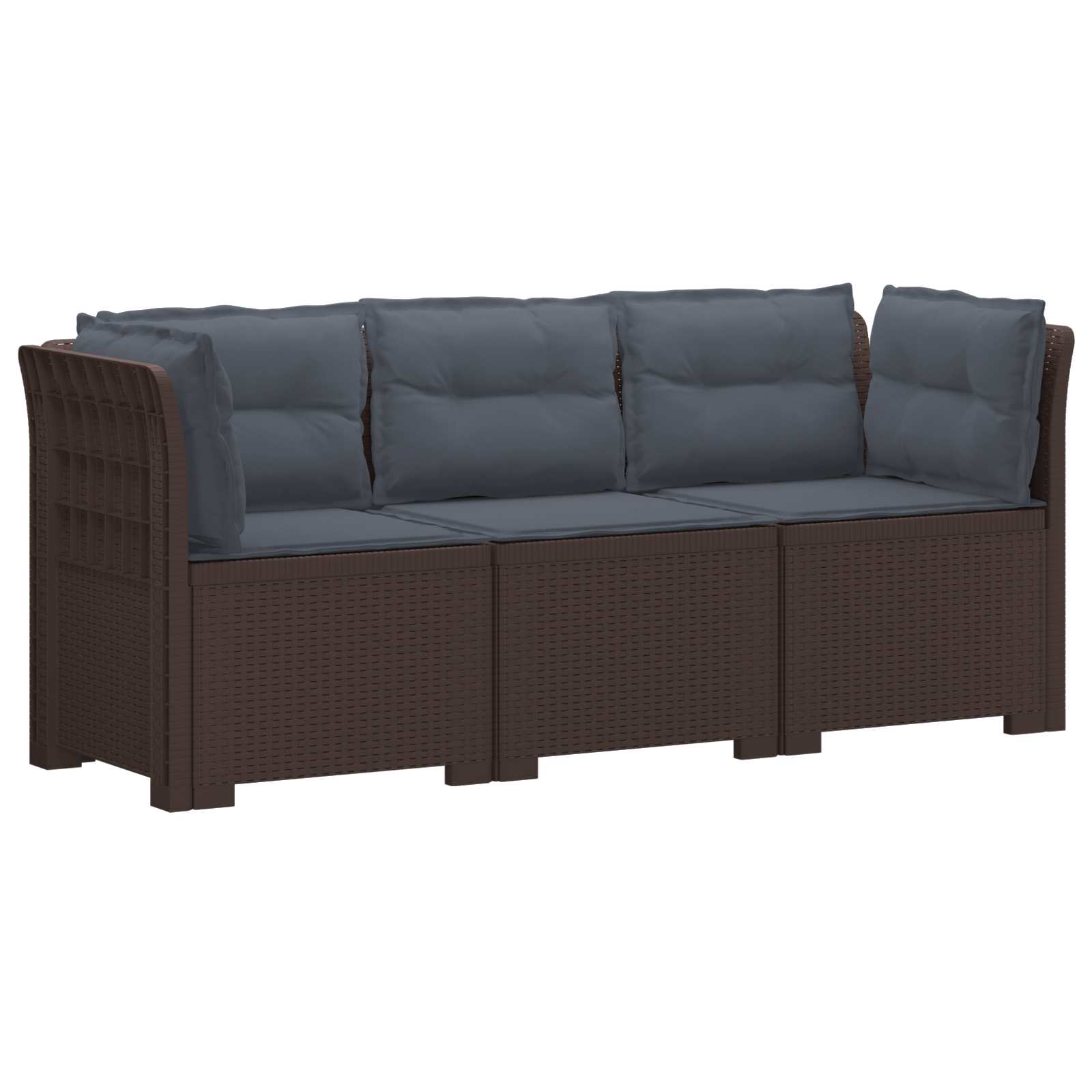 Divano da giardino 3 posti con cuscini in look rattan PP | homemem39