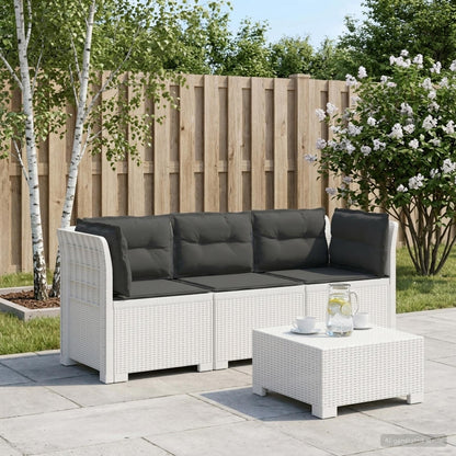 Divano da giardino 3 posti con cuscini in look rattan PP Bianco | homemem39