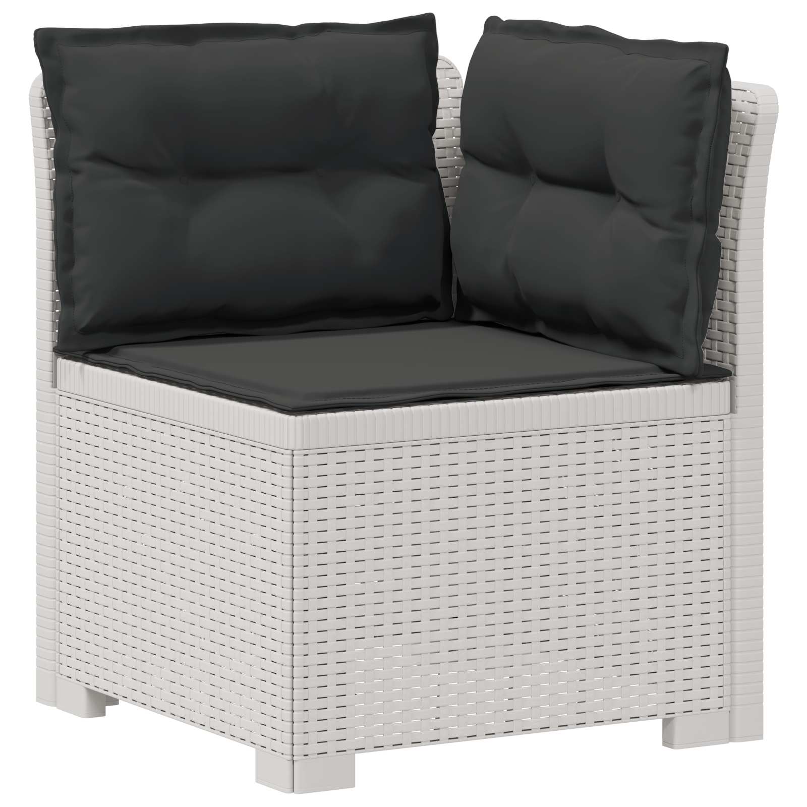 Divano da giardino 3 posti con cuscini in look rattan PP Bianco | homemem39