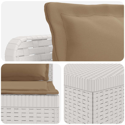 Divano da giardino 3 posti con cuscini in look rattan PP Bianco | homemem39