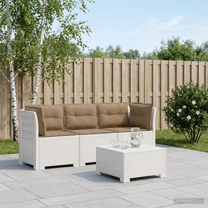 Divano da giardino 3 posti con cuscini in look rattan PP Bianco | homemem39