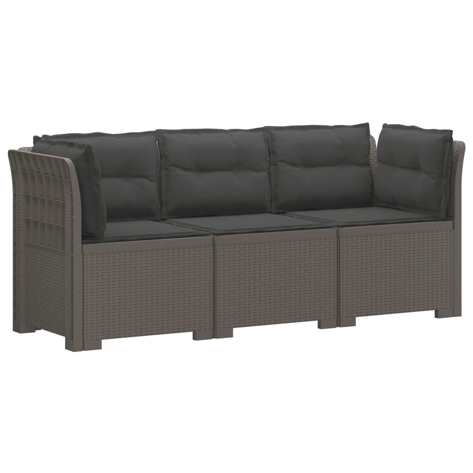 Divano da giardino 3 posti con cuscini in look rattan PP | homemem39