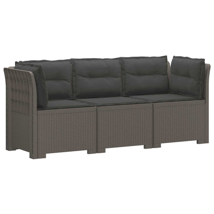 Divano da giardino 3 posti con cuscini in look rattan PP | homemem39