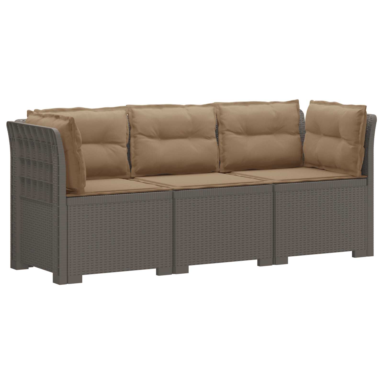 Divano da giardino 3 posti con cuscini in look rattan PP | homemem39