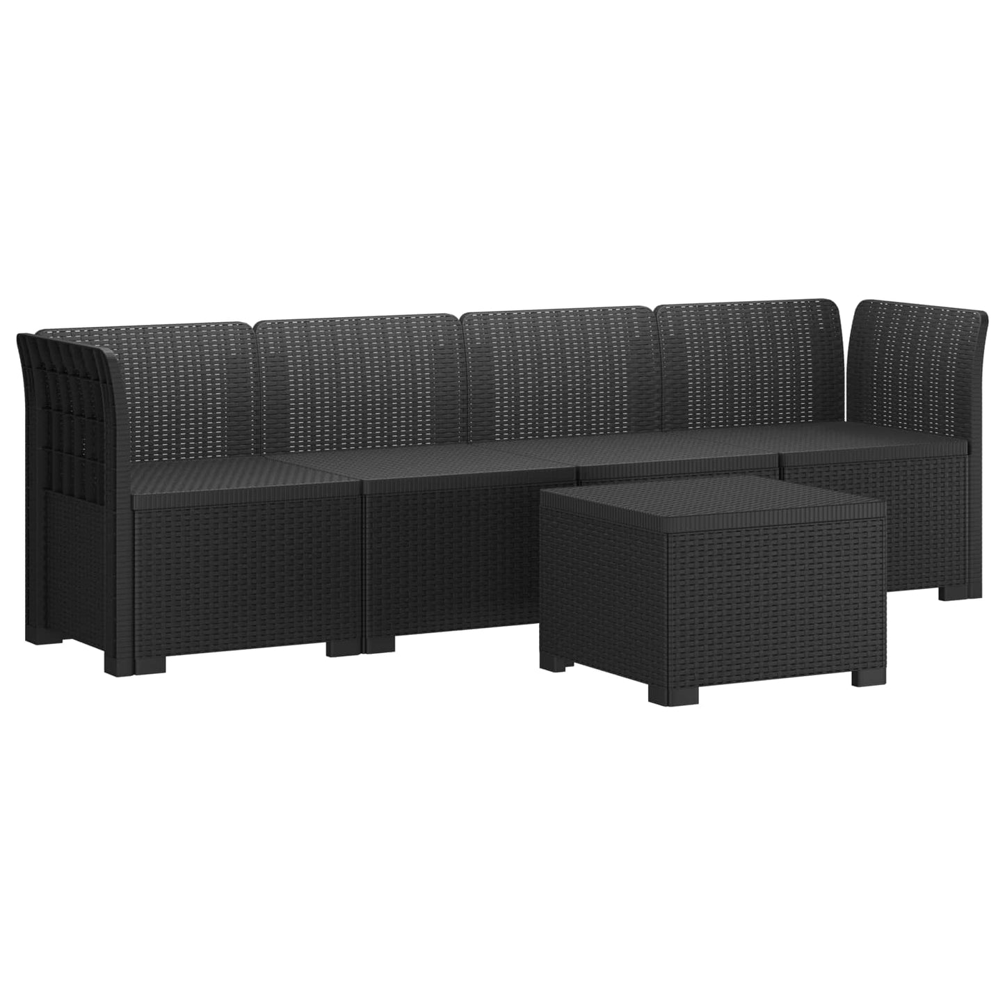 Divano da Giardino a 4 Posti in Stile Rattan PP Antracite | homemem39
