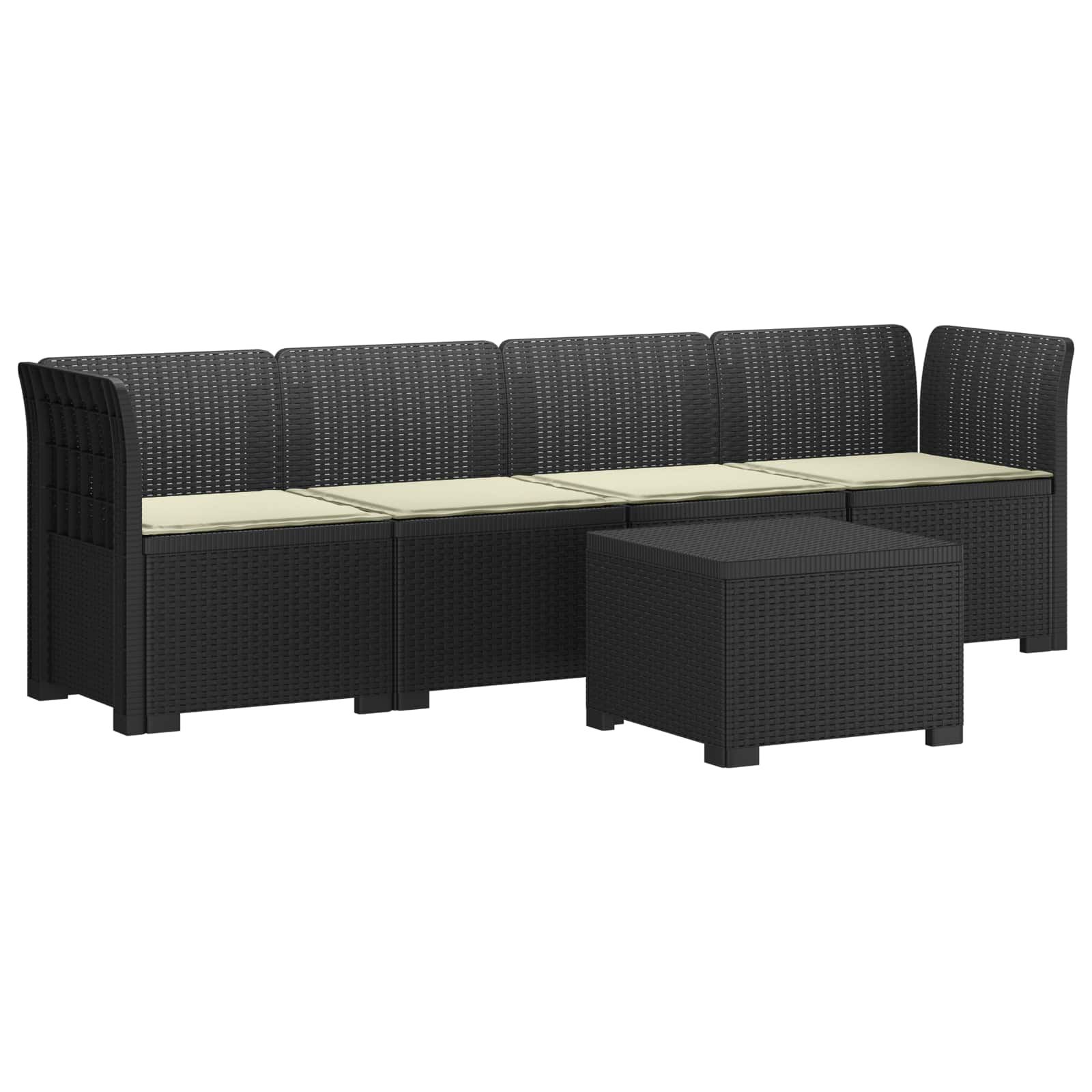 Divano da Giardino a 4 Posti con Cuscini in Stile Rattan PP | homemem39