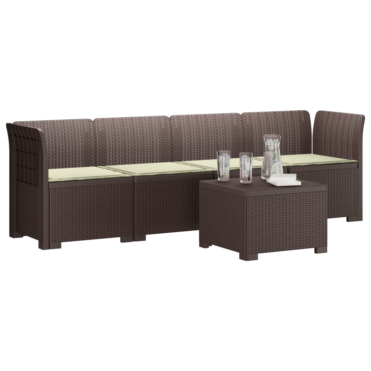 Divano da Giardino a 4 Posti con Cuscini in Stile Rattan PP | homemem39