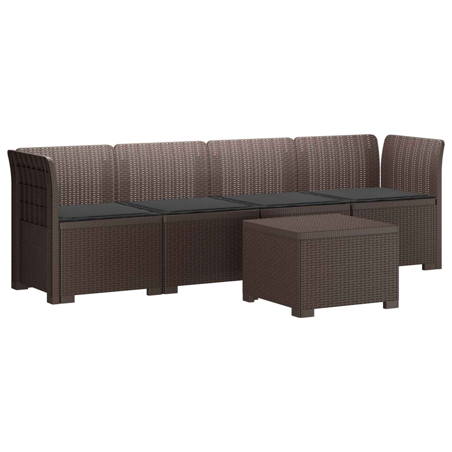 Divano da Giardino a 4 Posti con Cuscini in Stile Rattan PP | homemem39