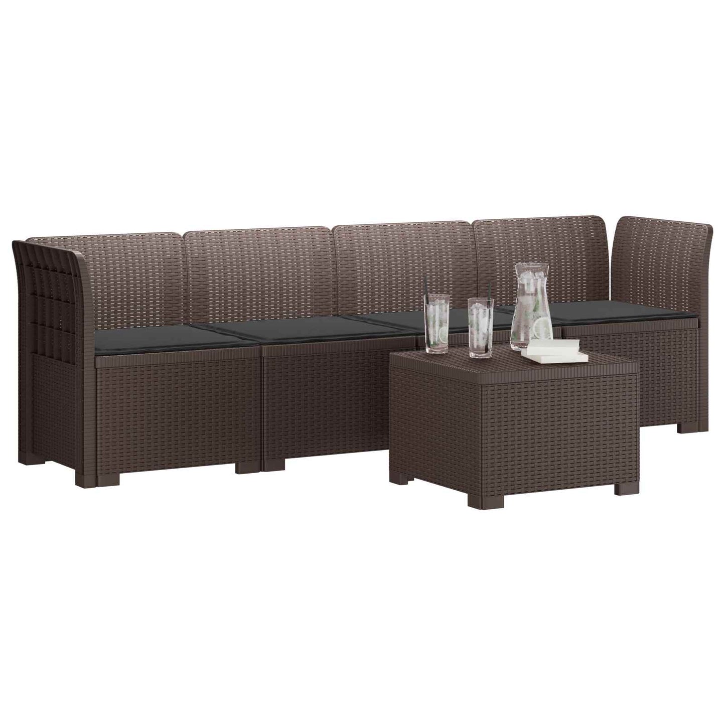 Divano da Giardino a 4 Posti con Cuscini in Stile Rattan PP | homemem39