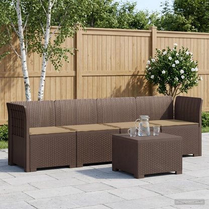 Divano da Giardino a 4 Posti con Cuscini in Stile Rattan PP | homemem39