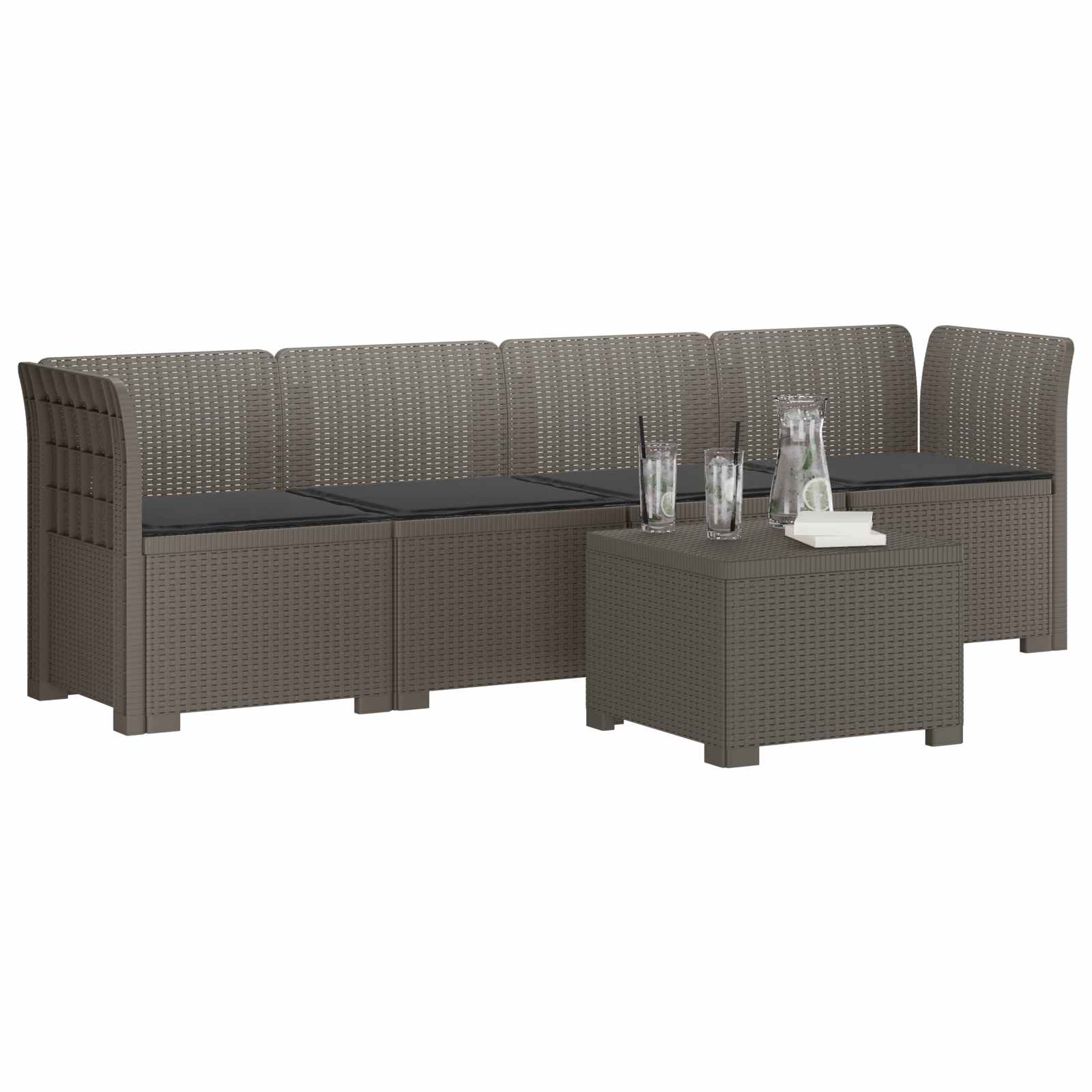 Divano da Giardino a 4 Posti con Cuscini in Stile Rattan PP | homemem39