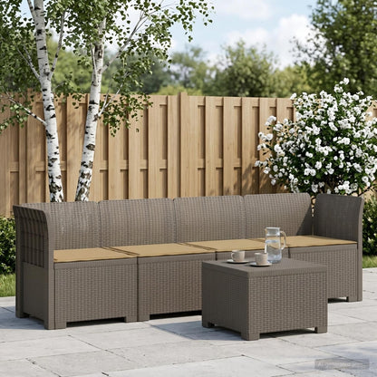 Divano da Giardino a 4 Posti con Cuscini in Stile Rattan PP | homemem39
