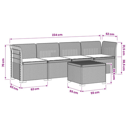 Divano da Giardino a 4 Posti con Cuscini in Stile Rattan PP | homemem39