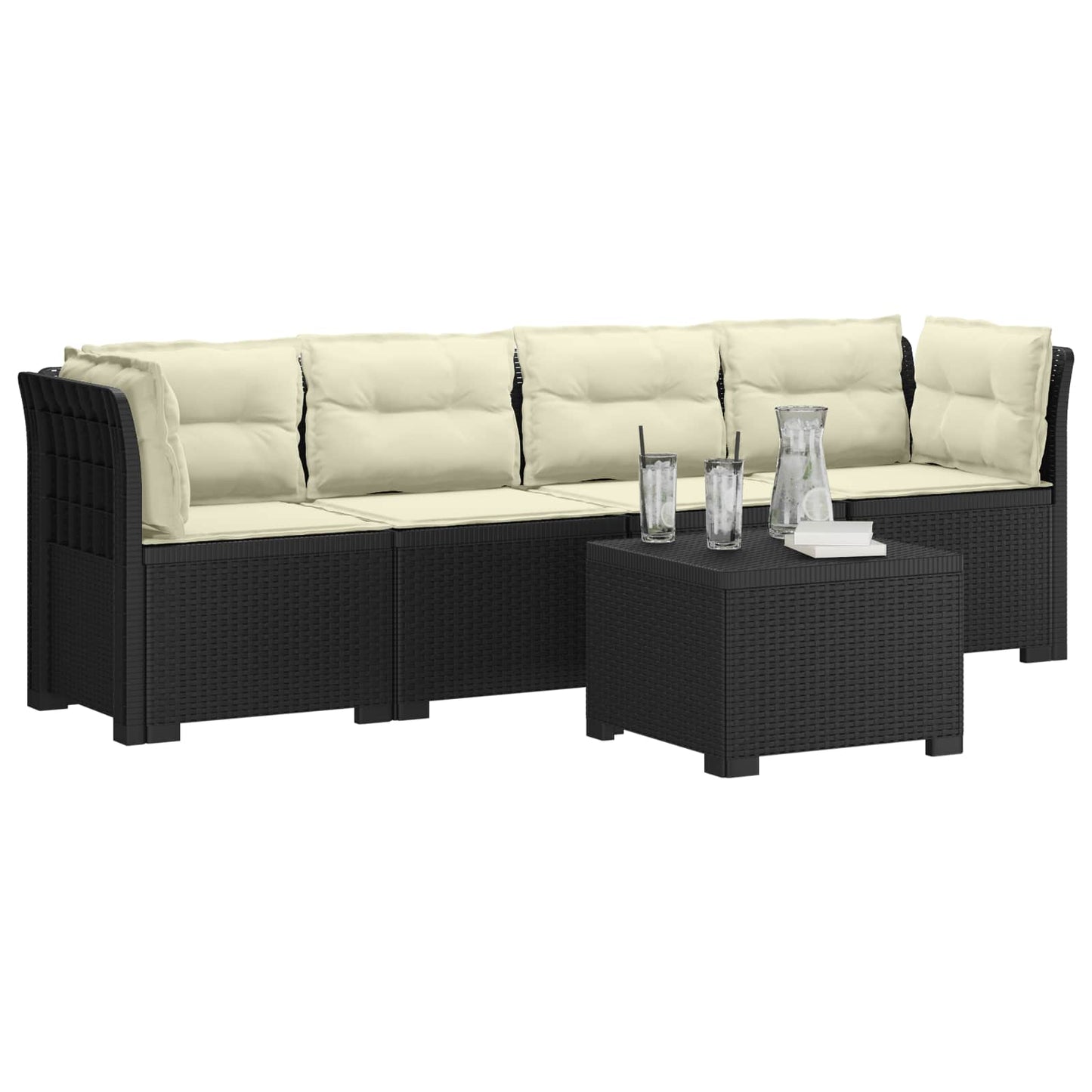 Divano da Giardino a 4 Posti con Cuscini in Stile Rattan PP | homemem39