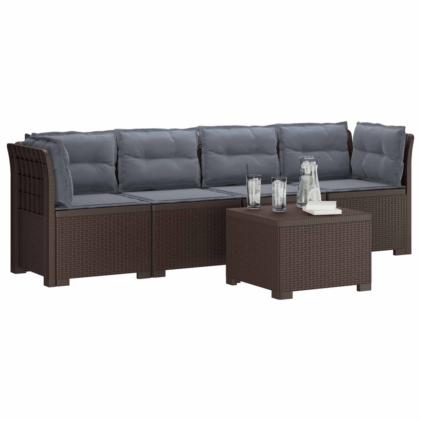 Divano da Giardino a 4 Posti con Cuscini in Stile Rattan PP | homemem39