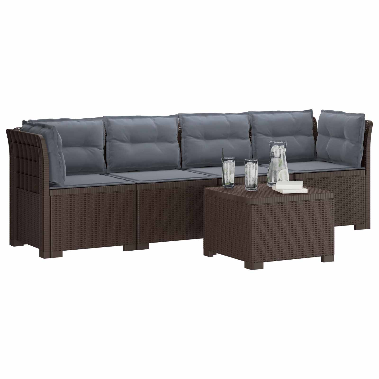 Divano da Giardino a 4 Posti con Cuscini in Stile Rattan PP | homemem39