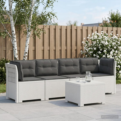 Divano da Giardino a 4 Posti con Cuscini in Stile Rattan PP | homemem39