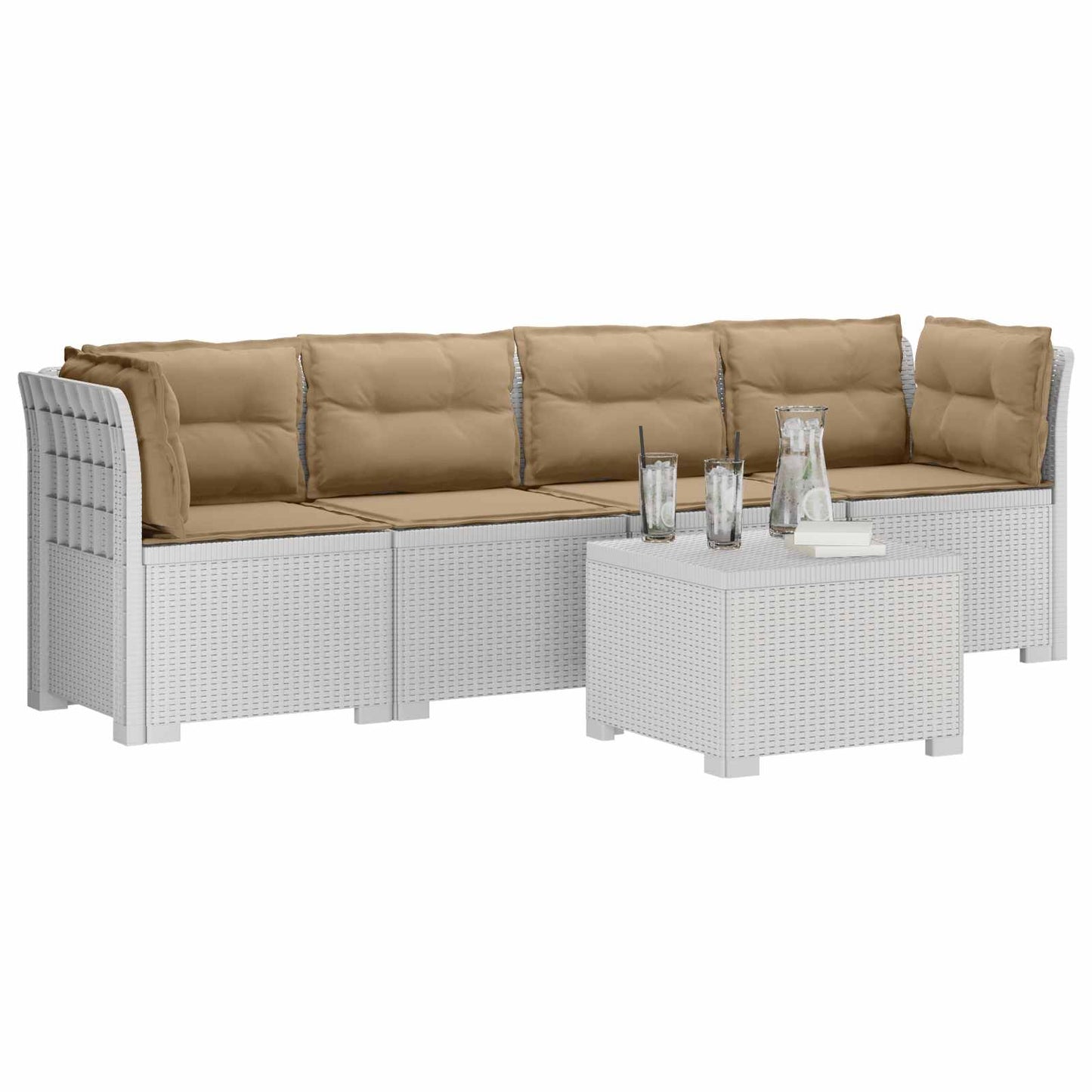 Divano da Giardino a 4 Posti con Cuscini in Stile Rattan PP | homemem39
