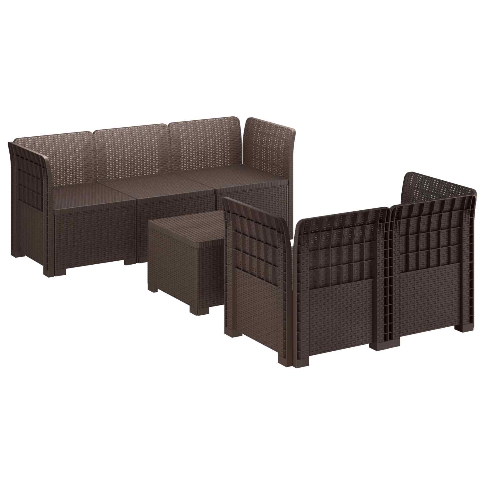 Divano da Giardino 5 Posti Stile Rattan PP Marrone | homemem39