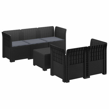 Divano da Giardino 5 Posti con Cuscini Stile Rattan PP | homemem39