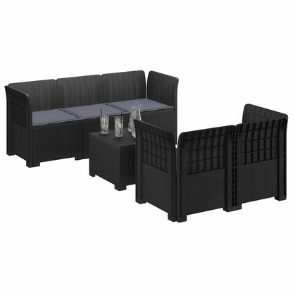 Divano da Giardino 5 Posti con Cuscini Stile Rattan PP | homemem39