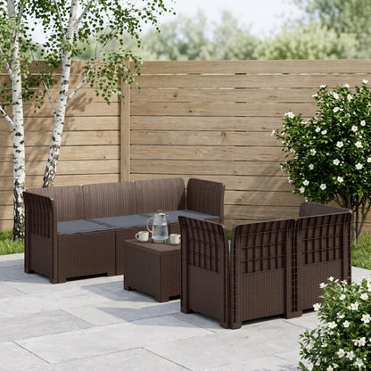 Divano da Giardino 5 Posti con Cuscini Stile Rattan PP Marrone | homemem39