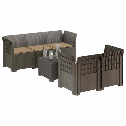 Divano da Giardino 5 Posti con Cuscini Stile Rattan PP | homemem39