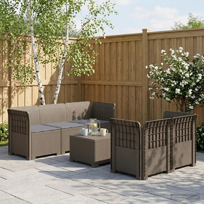Divano da Giardino 5 Posti con Cuscini Stile Rattan PP | homemem39