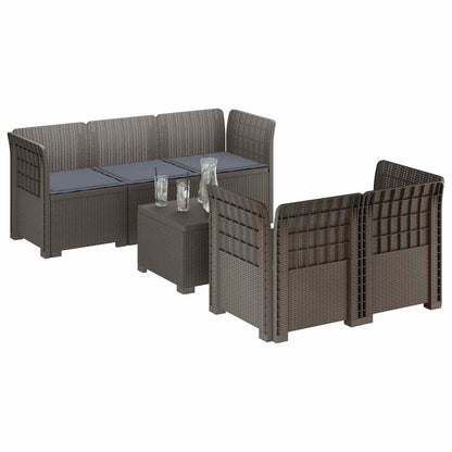 Divano da Giardino 5 Posti con Cuscini Stile Rattan PP | homemem39