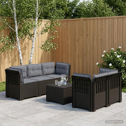 Divano da Giardino 5 Posti con Cuscini Stile Rattan PP | homemem39