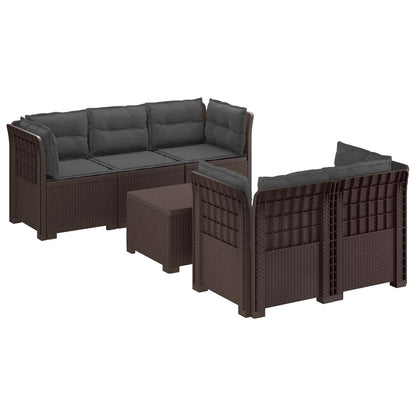 Divano da Giardino 5 Posti con Cuscini Stile Rattan PP Marrone | homemem39