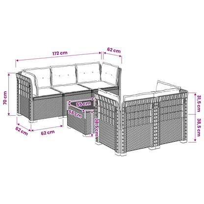 Divano da Giardino 5 Posti con Cuscini Stile Rattan PP Bianco | homemem39